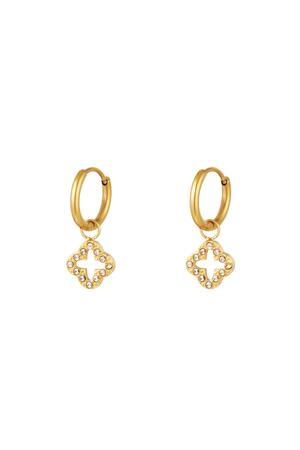 Earrings clover with zircon stones Gold Stainless Steel h5 