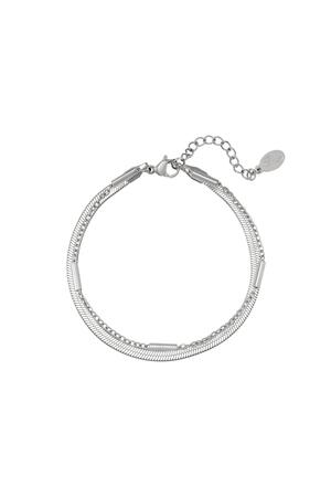 Stainless steel bracelet double chained Silver h5 