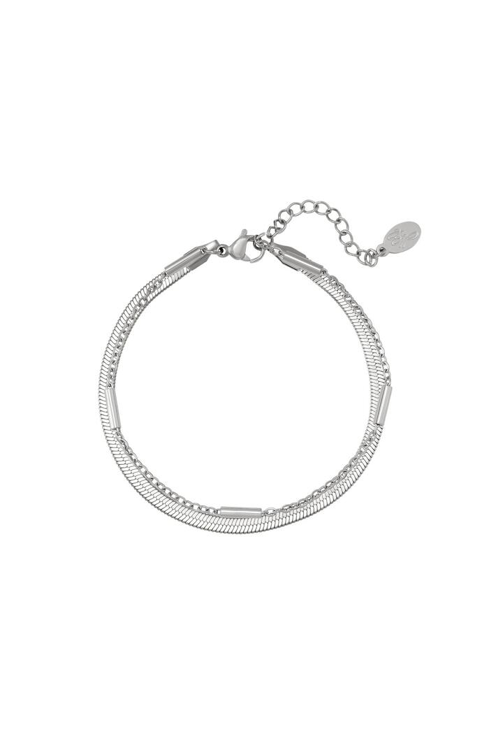 Stainless steel bracelet double chained Silver 