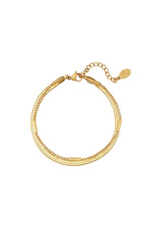 Stainless steel bracelet double chained Gold h5 