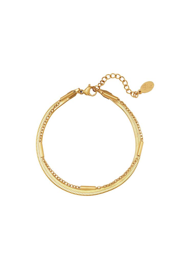 Stainless steel bracelet double chained Gold 