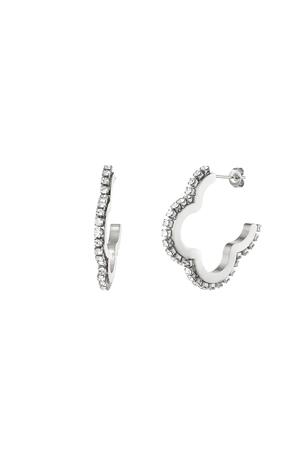 Earrings Zircon Clover Silver Stainless Steel h5 
