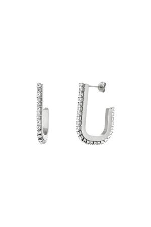 Earrings with zirconstones Silver Stainless Steel h5 