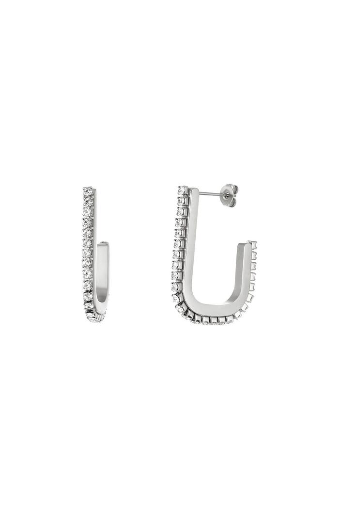 Earrings with zirconstones Silver Stainless Steel 