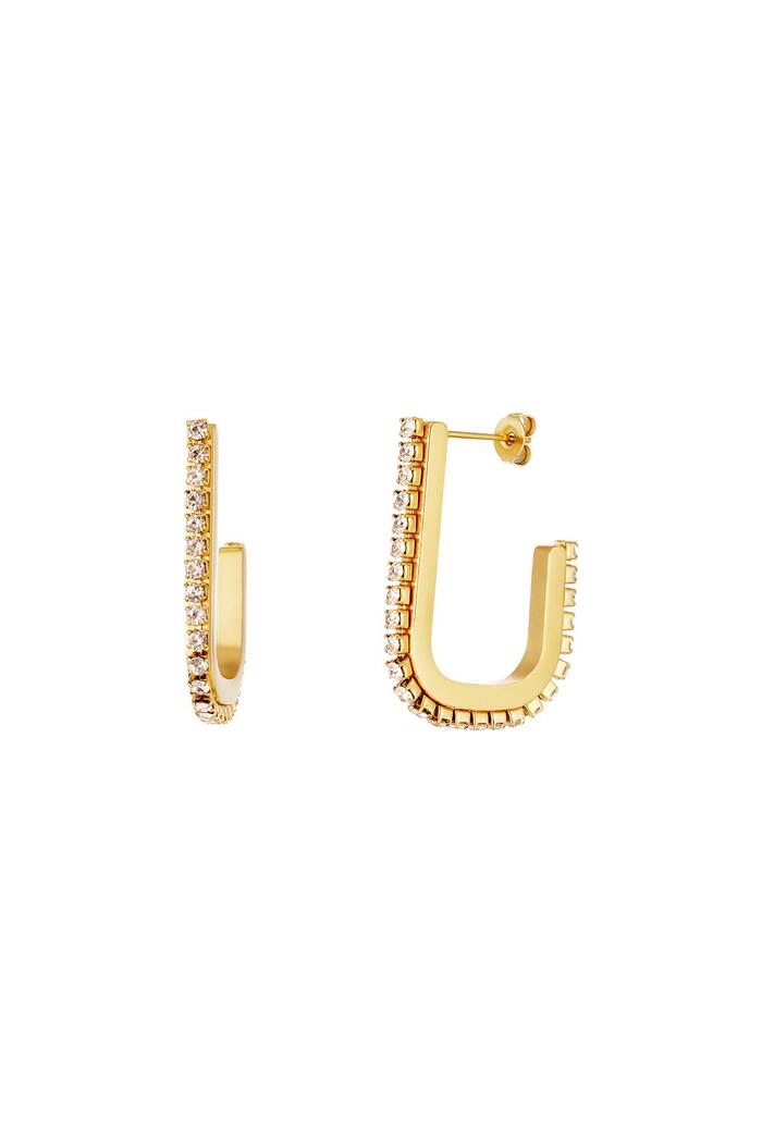 Earrings with zirconstones Gold Stainless Steel 