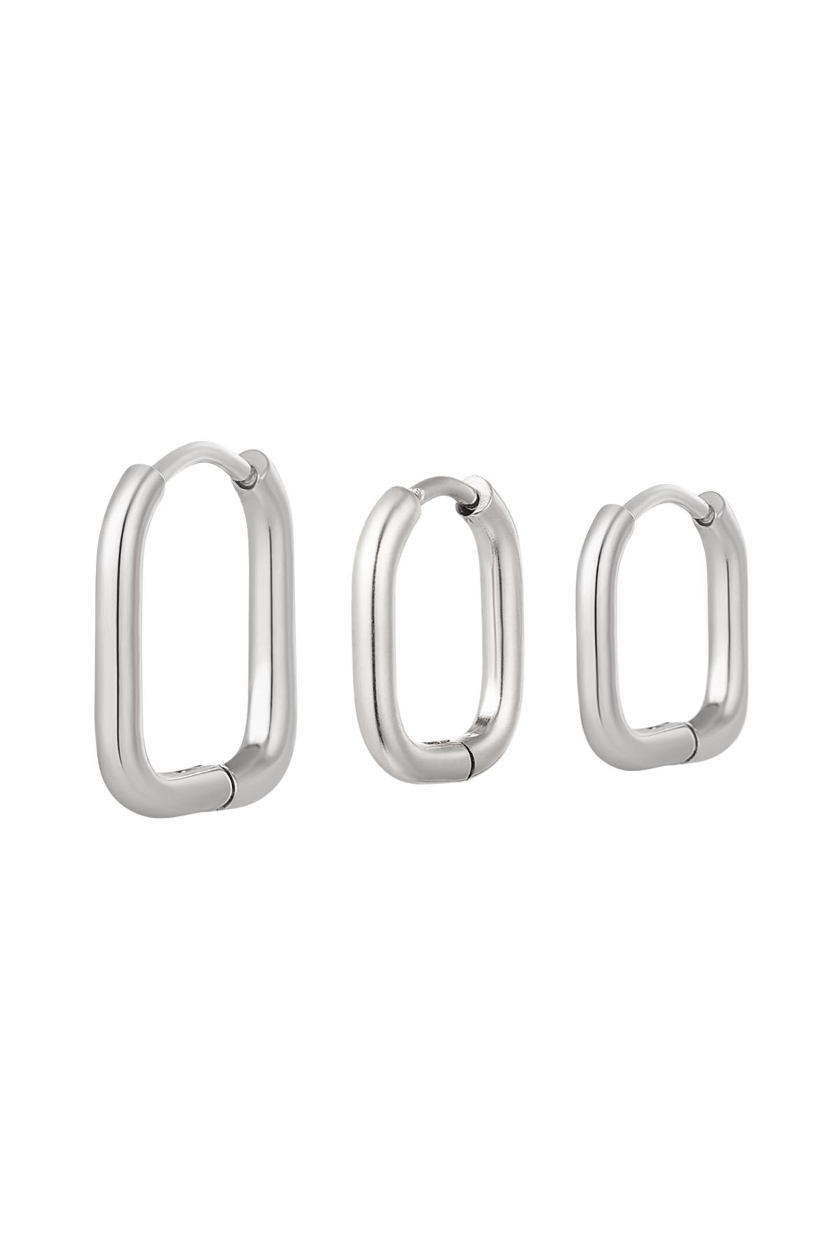 Set of earrings 3 different sizes Silver Stainless Steel h5 