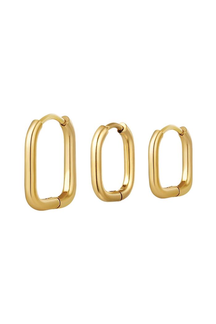 Set Ohrringe 3 verschiedene Größen Gold Edelstahl 