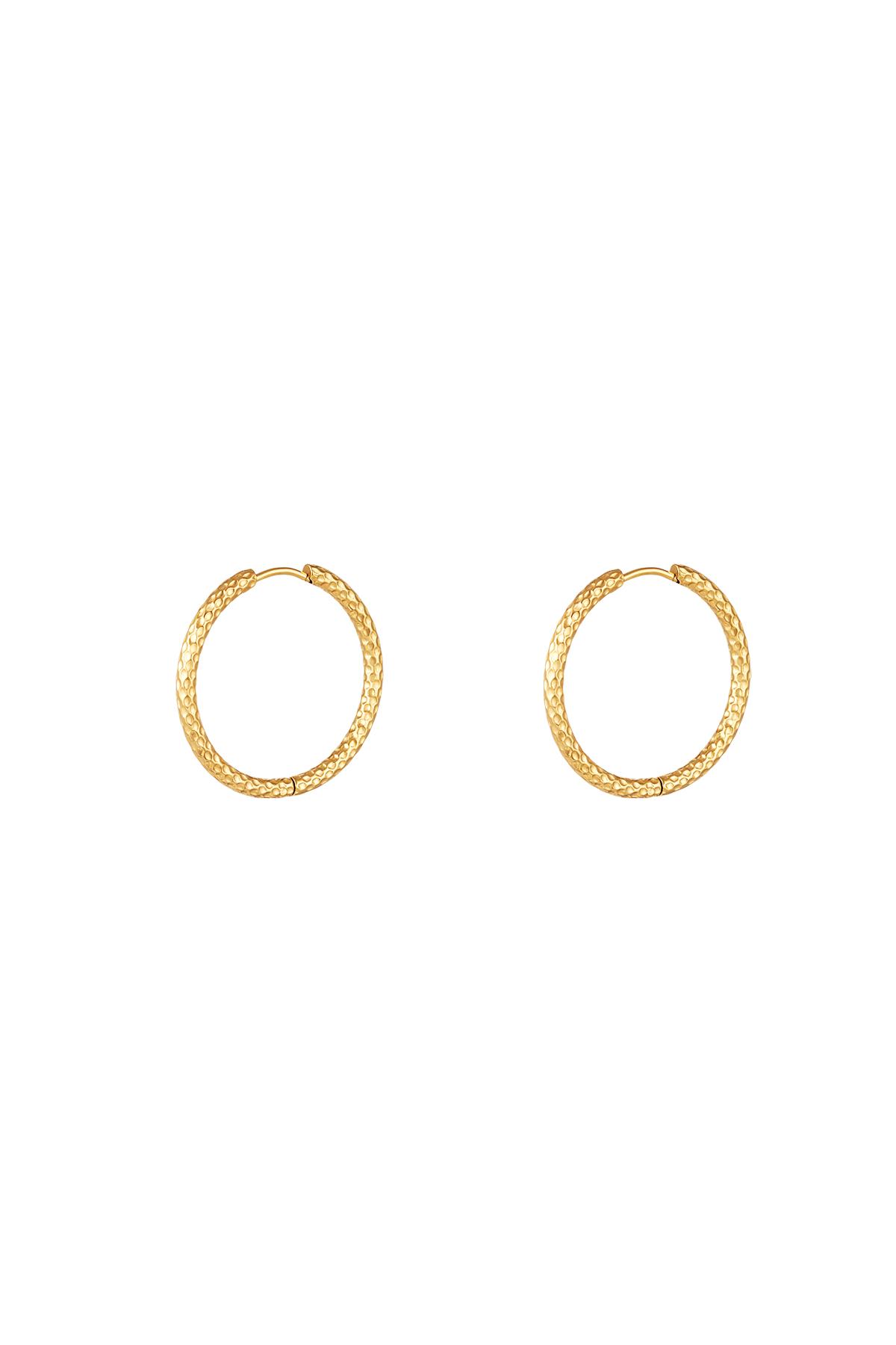 Earrings with pattern small Gold Stainless Steel