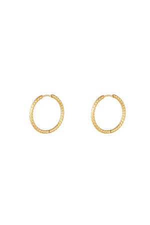 Earrings with pattern small Gold Stainless Steel h5 