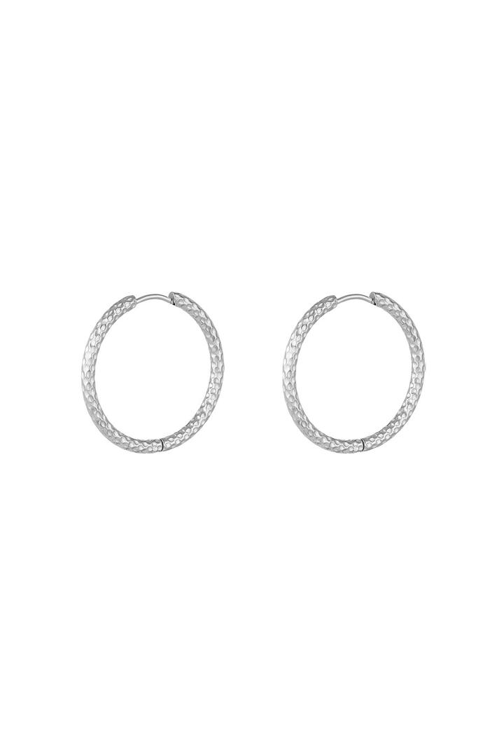 Earrings with pattern medium Silver Stainless Steel 