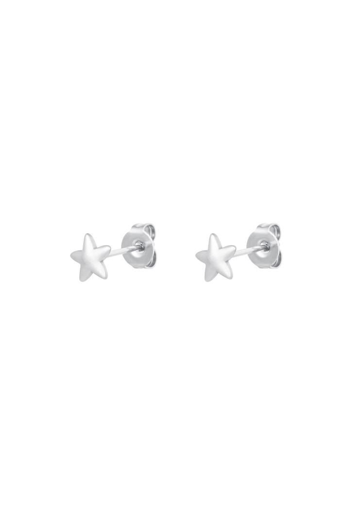 Stud Earrings Star Silver Stainless Steel 