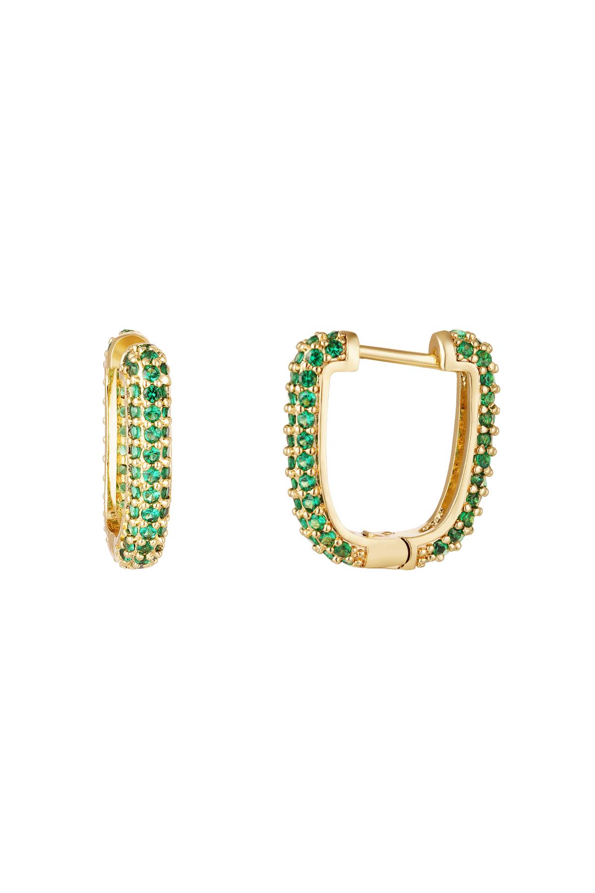 Earrings with zircon details Green &amp; Gold Copper