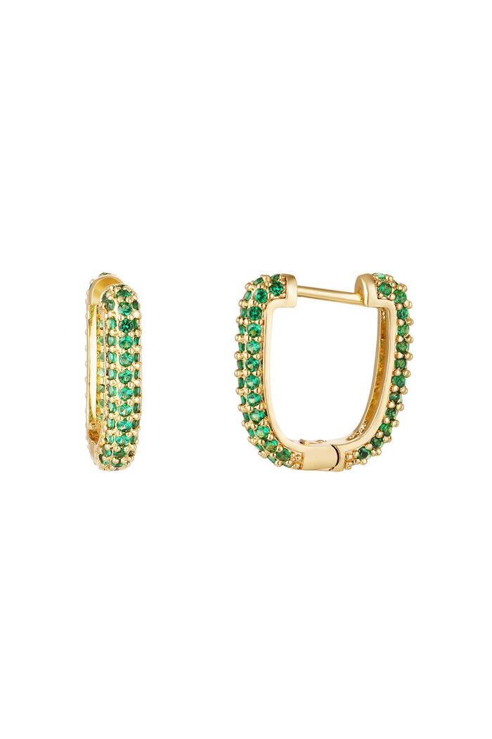 Earrings with zircon details Green & Gold Copper 