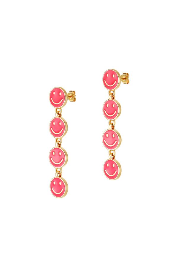 Smiley Row Stud Earrings Rose Copper