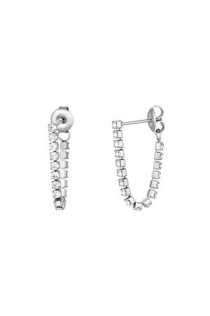 Stud earrings with hanging chain Silver Stainless Steel h5 