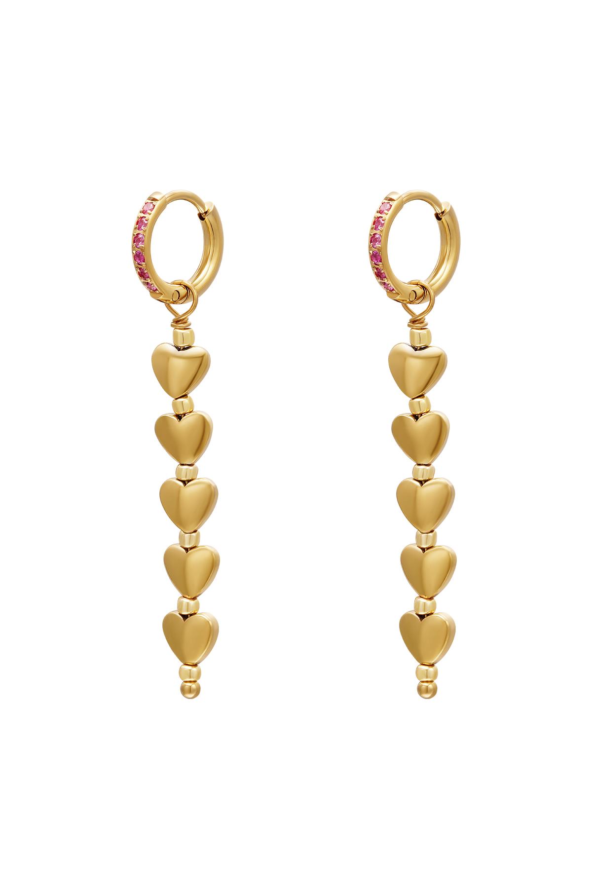 Five hearts earrings - #summergirls collection Pink &amp; Gold Hematite