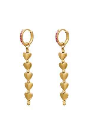 Oorbellen met vijf hartjes - #summergirls collection Pink & Gold Hematiet h5 