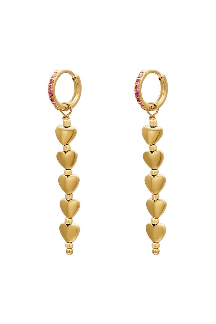 Beş kalp küpe - #summergirls koleksiyonu Pink & Gold Hematite 