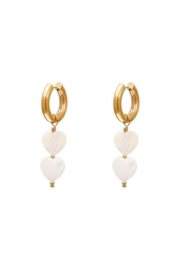 Pendientes perlas corazones - colección #summergirls Oro blanco Conchas