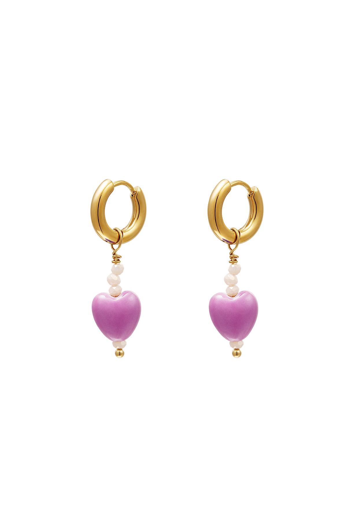 Renkli kalp küpeler - #summergirls koleksiyonu Purple Ceramics h5 