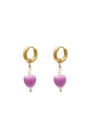 Kleurrijke hartjes oorbellen - #summergirls collection Paars Ceramics h5 