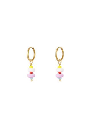 Kleurrijke kralen oorbellen - #summergirls collection Wit goud Stainless Steel h5 