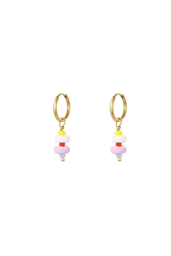 Kleurrijke kralen oorbellen - #summergirls collection Wit goud Stainless Steel 