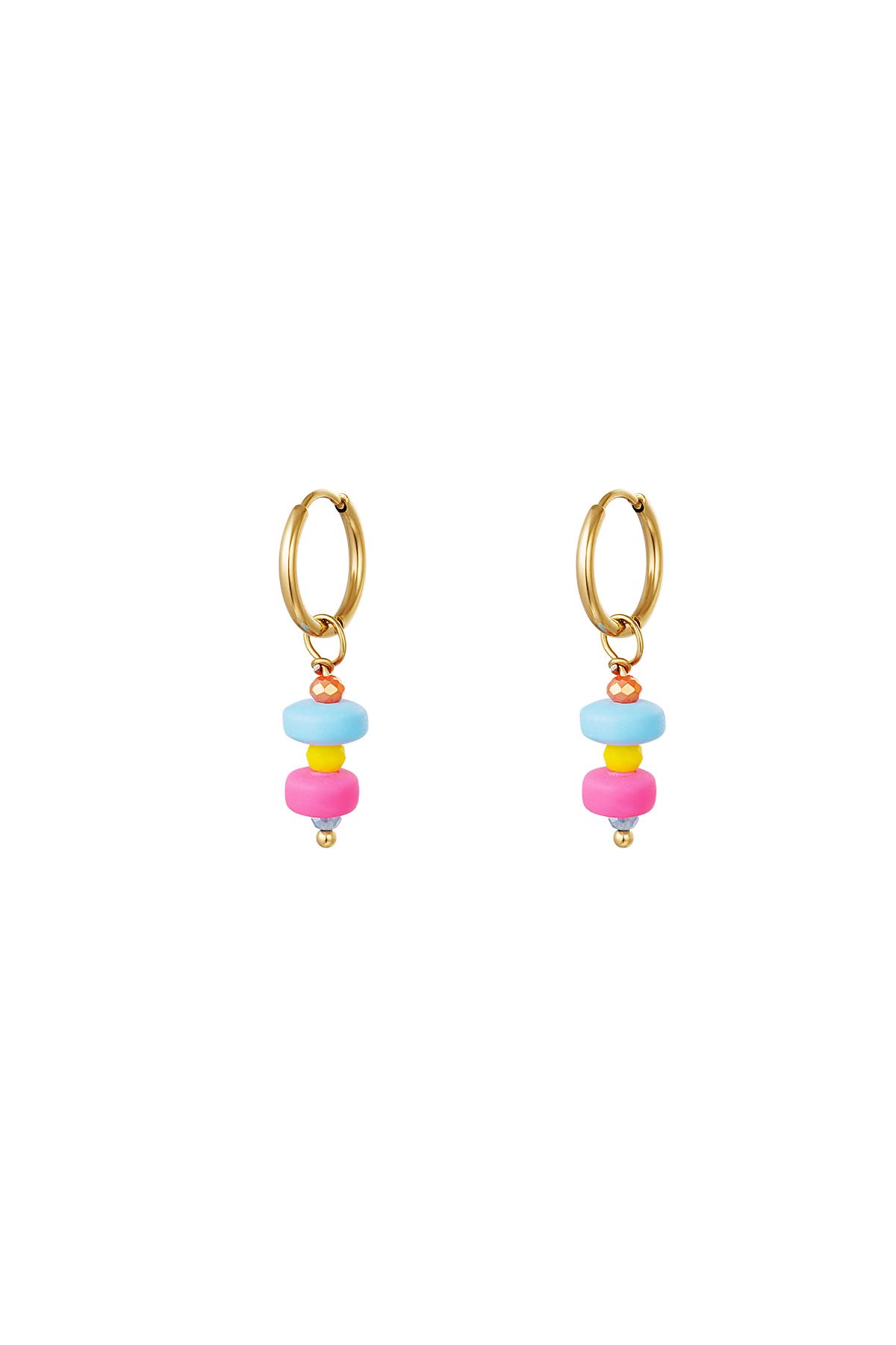 Pendientes de perlas de colores - colección #summergirls Azul &amp; Oro Acero inoxidable