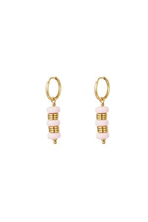 Bungelende oorbellen - #summergirls collection Pink & Gold Stainless Steel h5 