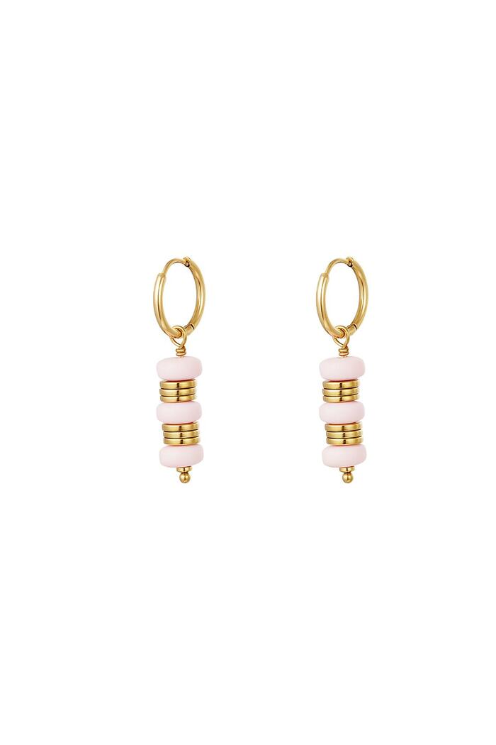 Bungelende oorbellen - #summergirls collection Pink & Gold Stainless Steel 