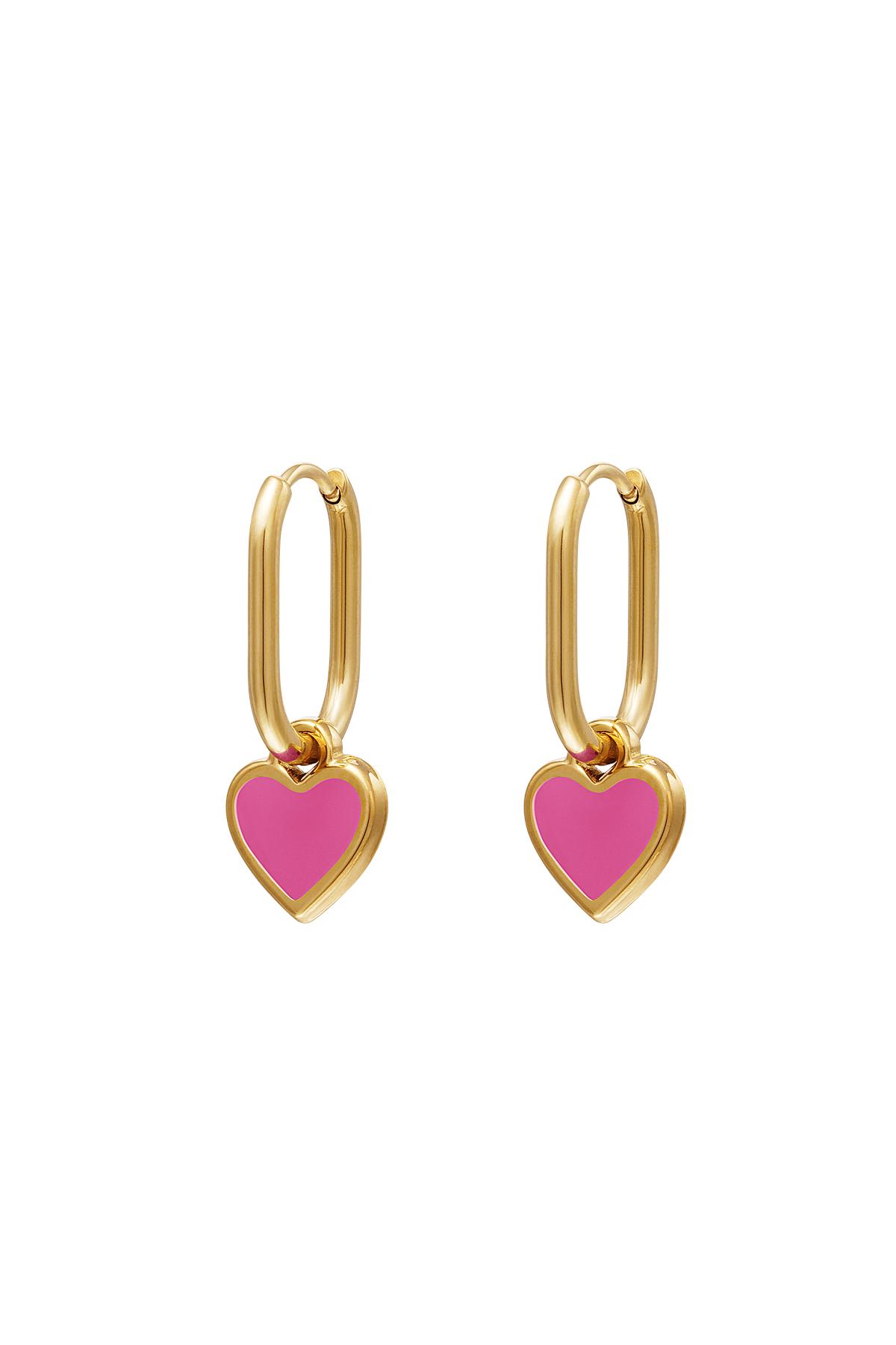 Coloured heart earrings Rose Stainless Steel 2