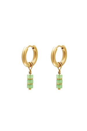 Renkli küpeler - #summergirls koleksiyonu Green & Gold Stainless Steel h5 