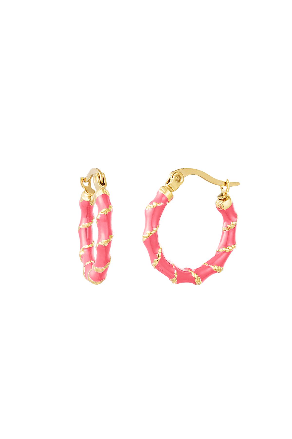 Stainless steel earrings with golden wrap detail Pink 2