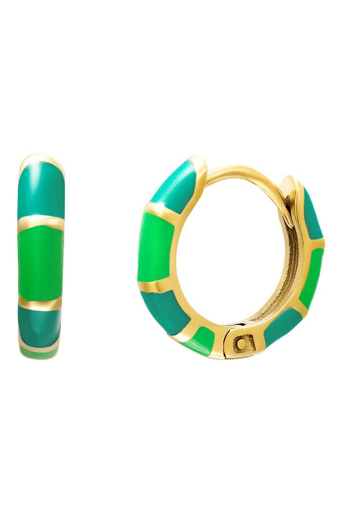 Stainless steel earrings color blocking Green 