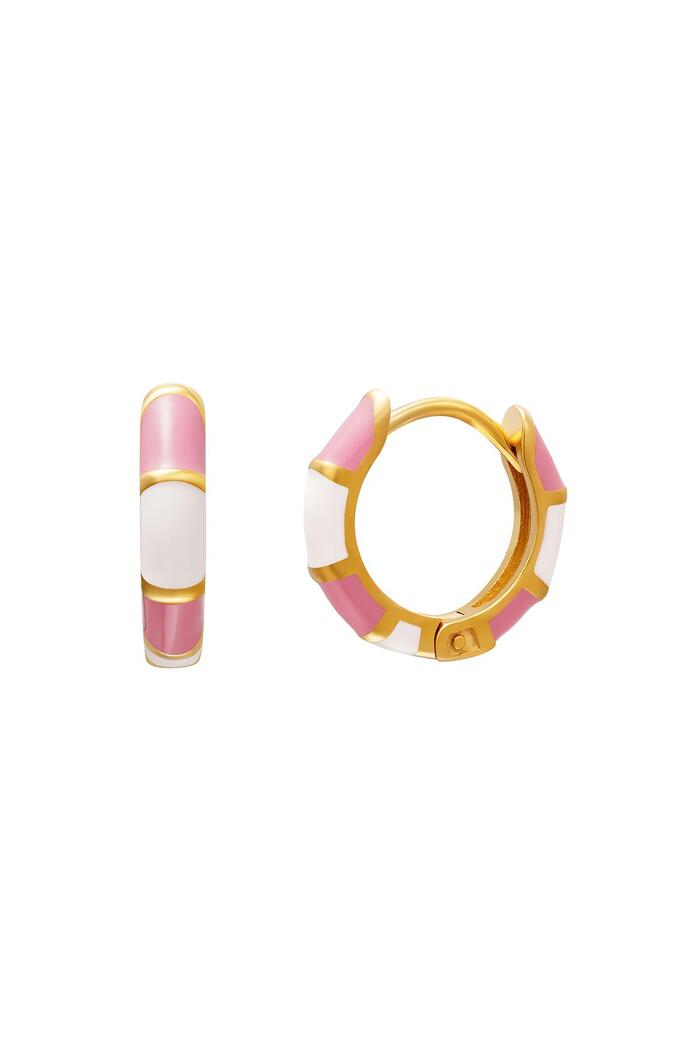 Stainless steel earrings color blocking Pink 