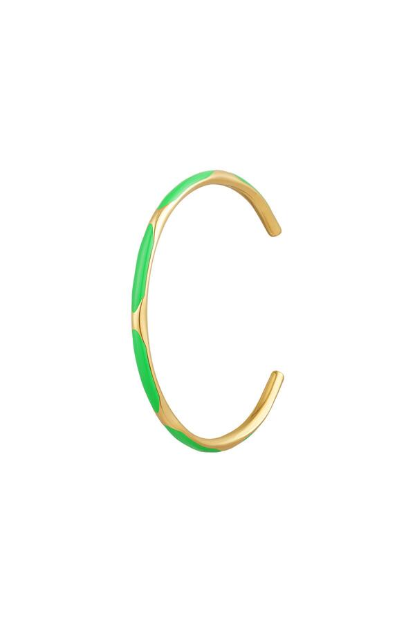 Bangle bracelet dots Green & Gold Stainless Steel