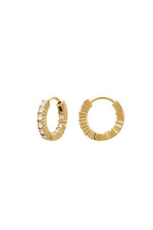 Earrings zircon stones Gold Stainless Steel h5 
