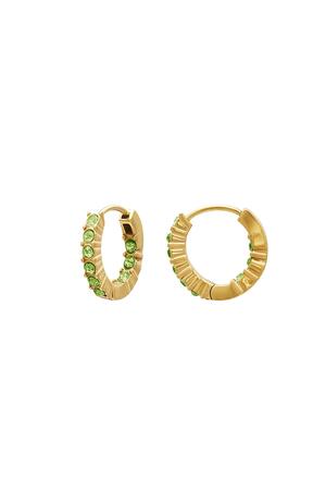 Earrings zircon stones Green & Gold Stainless Steel h5 