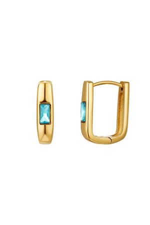Square earrings with zircon Blue & Gold Stainless Steel h5 