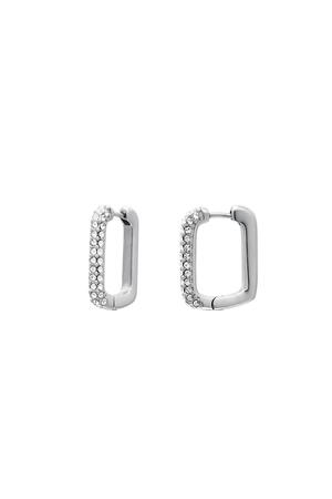 Quadratische Ohrringe mit Zirkonsteinen Silber Edelstahl h5 