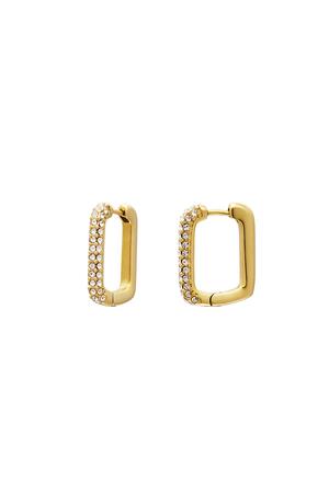 Quadratische Ohrringe mit Zirkonsteinen Gold Edelstahl h5 
