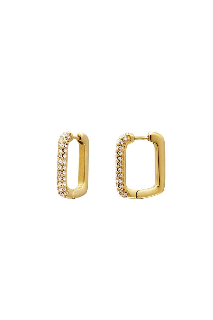 Quadratische Ohrringe mit Zirkonsteinen Gold Edelstahl 