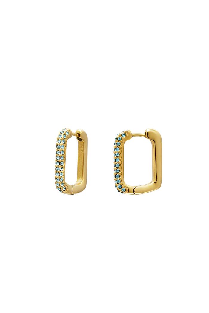 Quadratische Ohrringe mit Zirkonsteinen Blau & Gold Edelstahl 