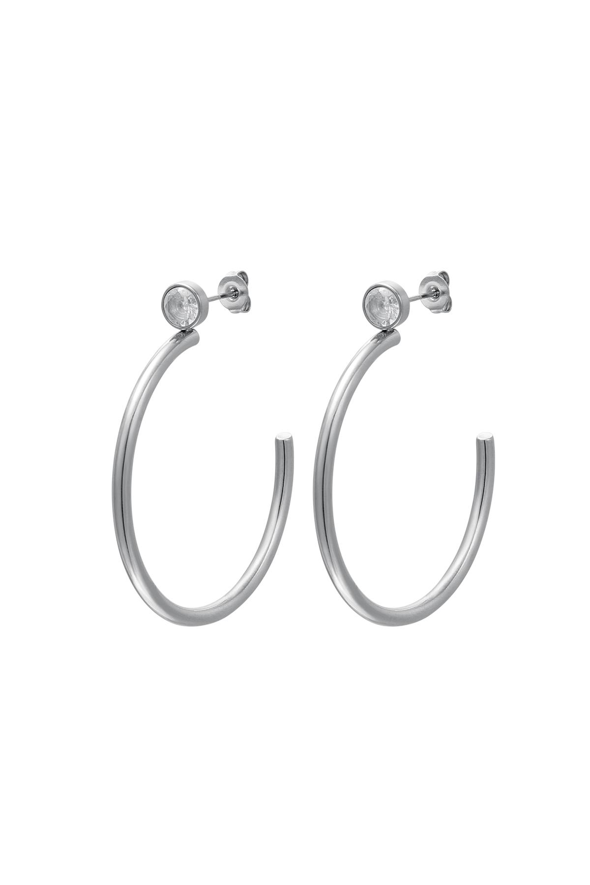 Big hoops with zircon Silver Color Stainless Steel