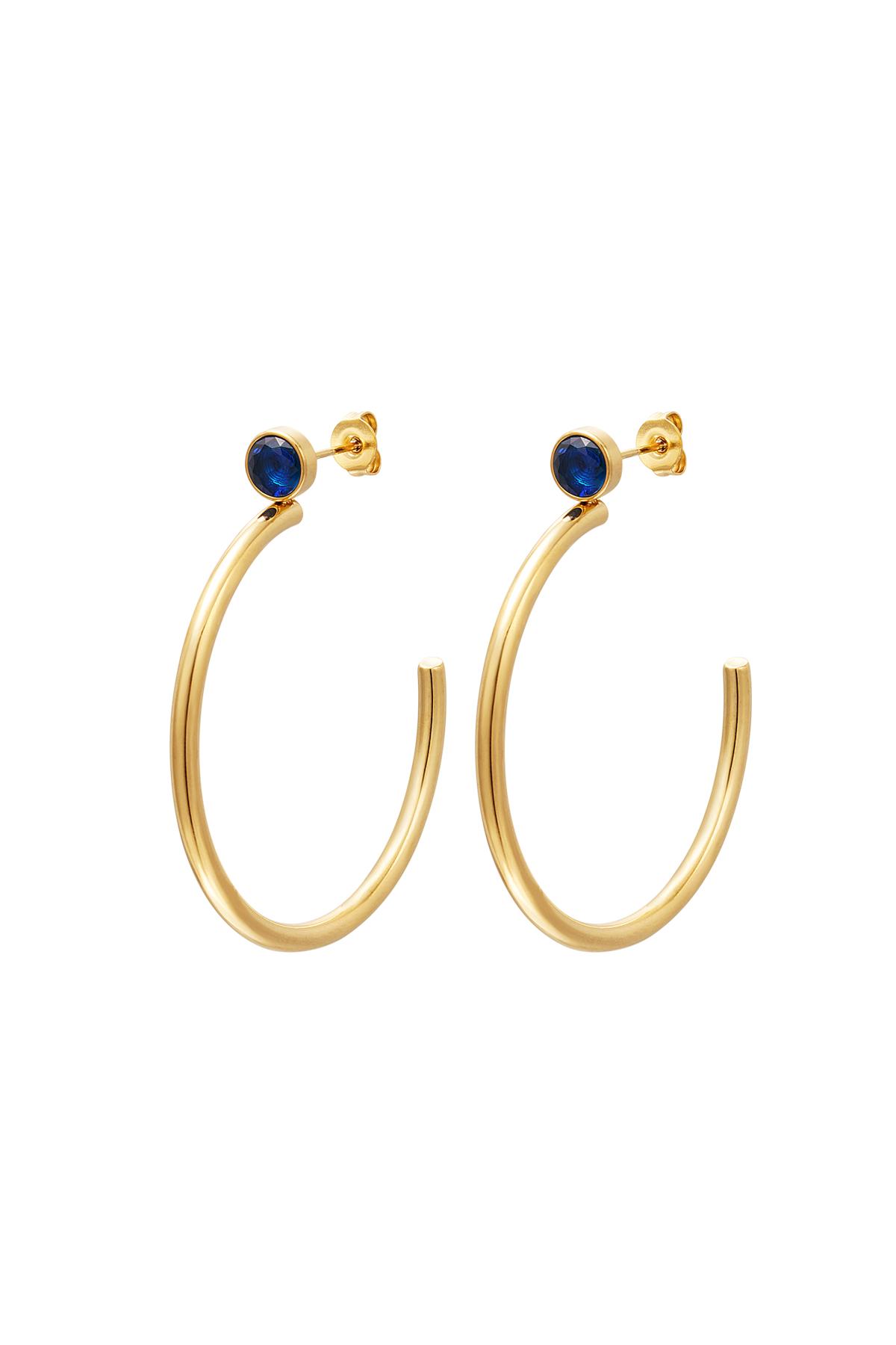 Big hoops with zircon Blue & Gold Color Stainless Steel