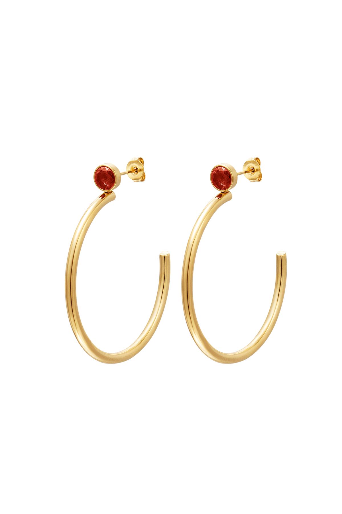 Big hoops with zircon Red Stainless Steel h5 