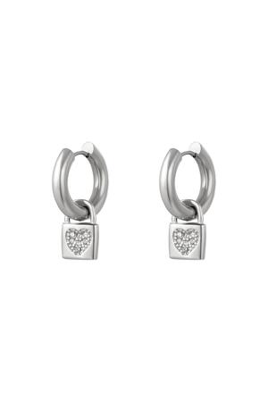 Heart lock earrings  Silver Stainless Steel h5 
