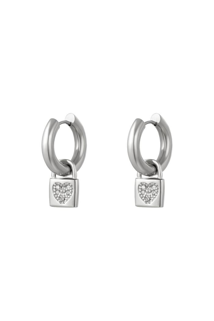 Heart lock earrings  Silver Stainless Steel 