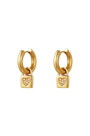 Heart lock earrings Gold Stainless Steel h5 