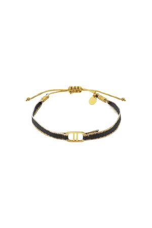 Bracelet good life fabric Black & Gold Polyester h5 